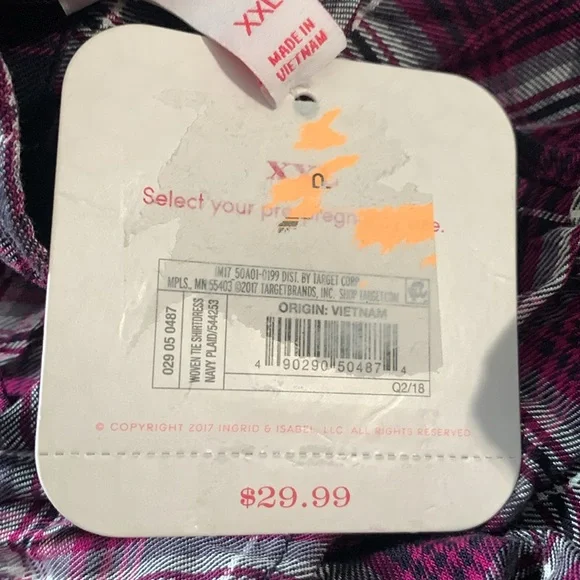 NWT Isabel Maternity Plaid Shirt Dress XXL - Picture 5 of 6